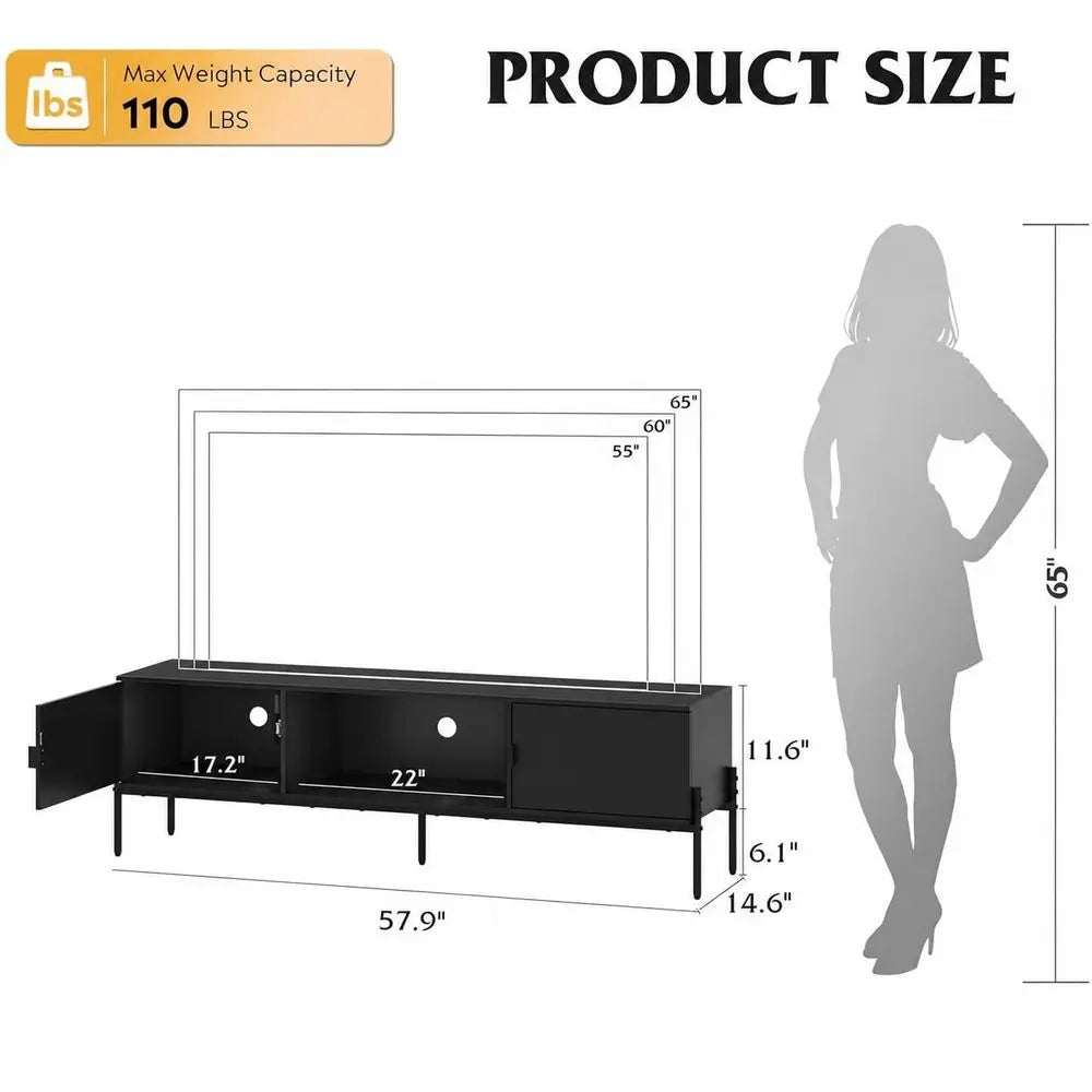 XMSJ Modern TV Stand Media Console With Metal Legs
