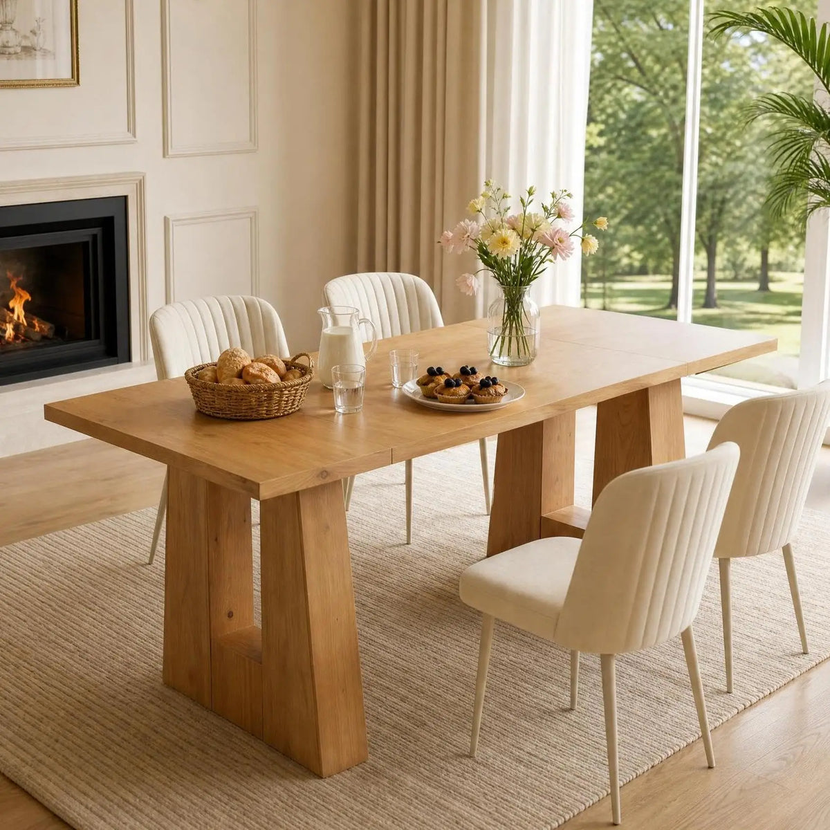Modern Wooden Dining Table With Heavy Duty Legs For Home