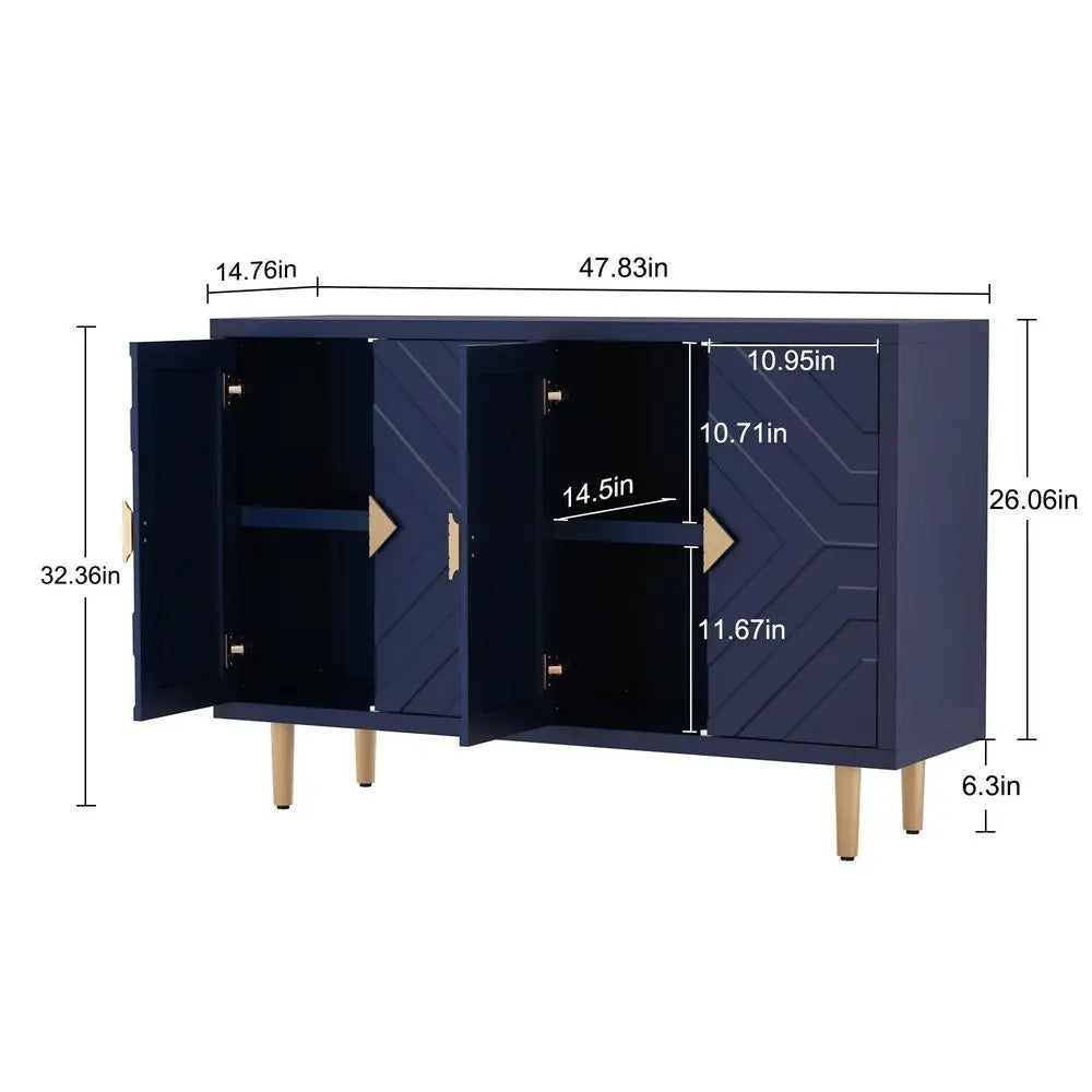 XMSJ Modern Sideboard Buffet Cabinet With Embossed Doors And Shelves