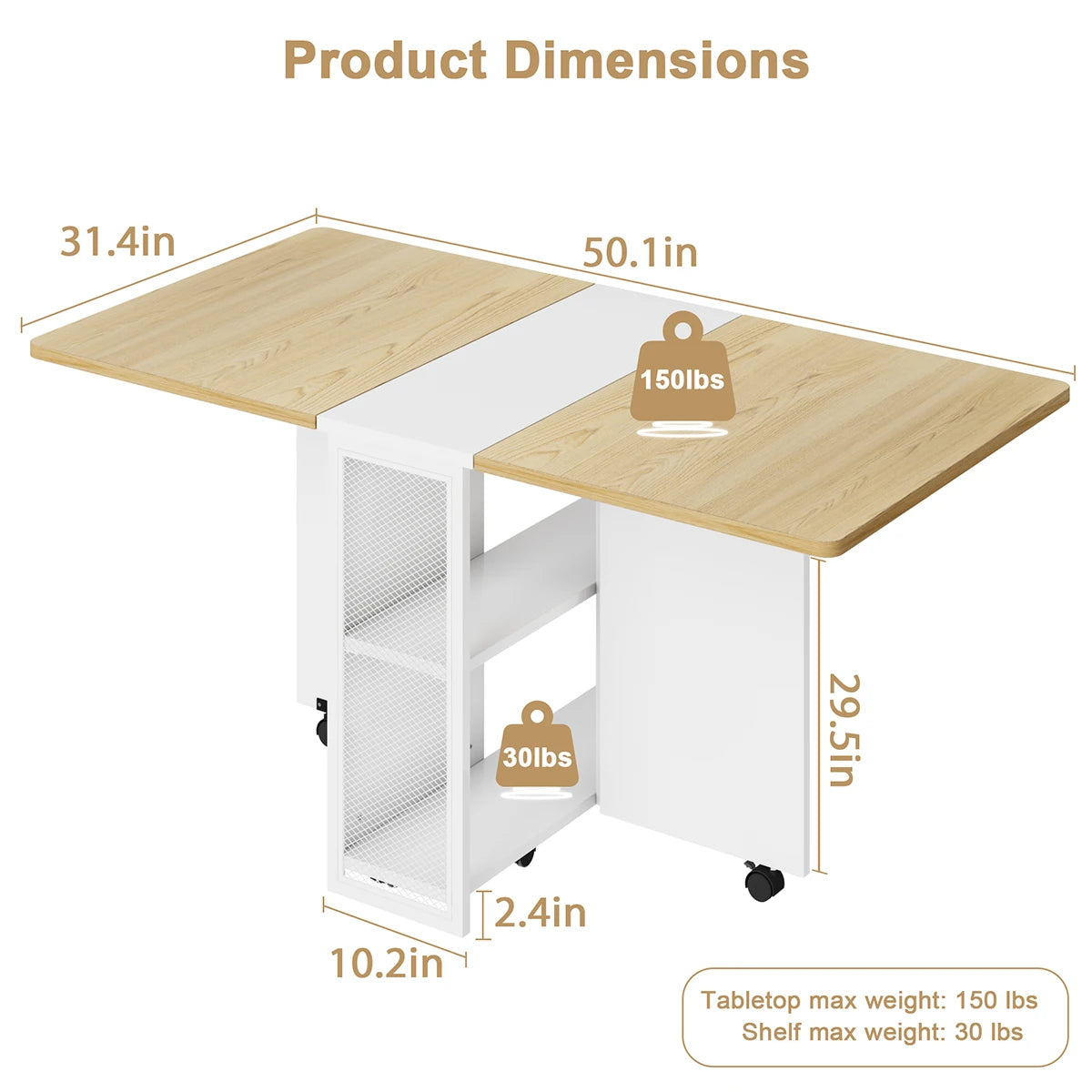 HiMISS Foldable Rolling Computer Desk With Storage Cabinet And Wheels