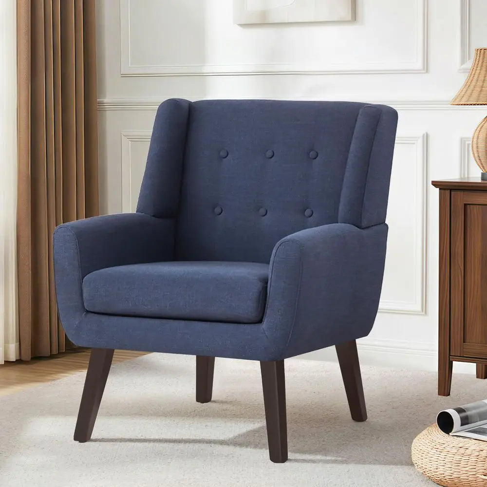 Accent Chair for Living Room,Upholstered Button Linen Armchair Chair Mid Century Modern Tufted Armchair with Fabric,Comfy Arm C