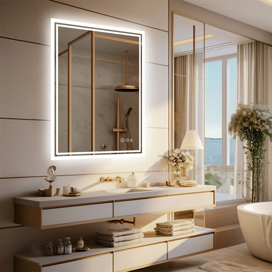 LUVODI Illuminate LED Backlit Frameless Dimmable Bathroom Mirror With Anti Fog