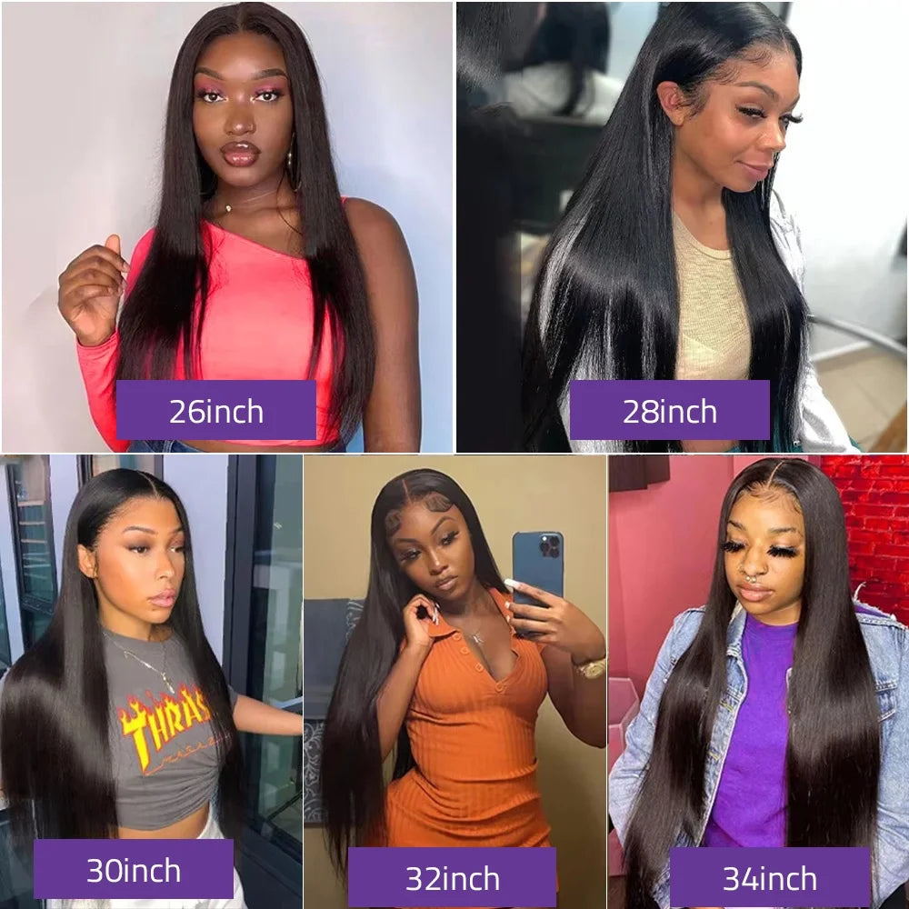 5x5 Glueless Wig 34 Inch 250 Density Bone Straight 13x6 13x4 HD Transparent Lace Frontal Wig Brazilian For Women