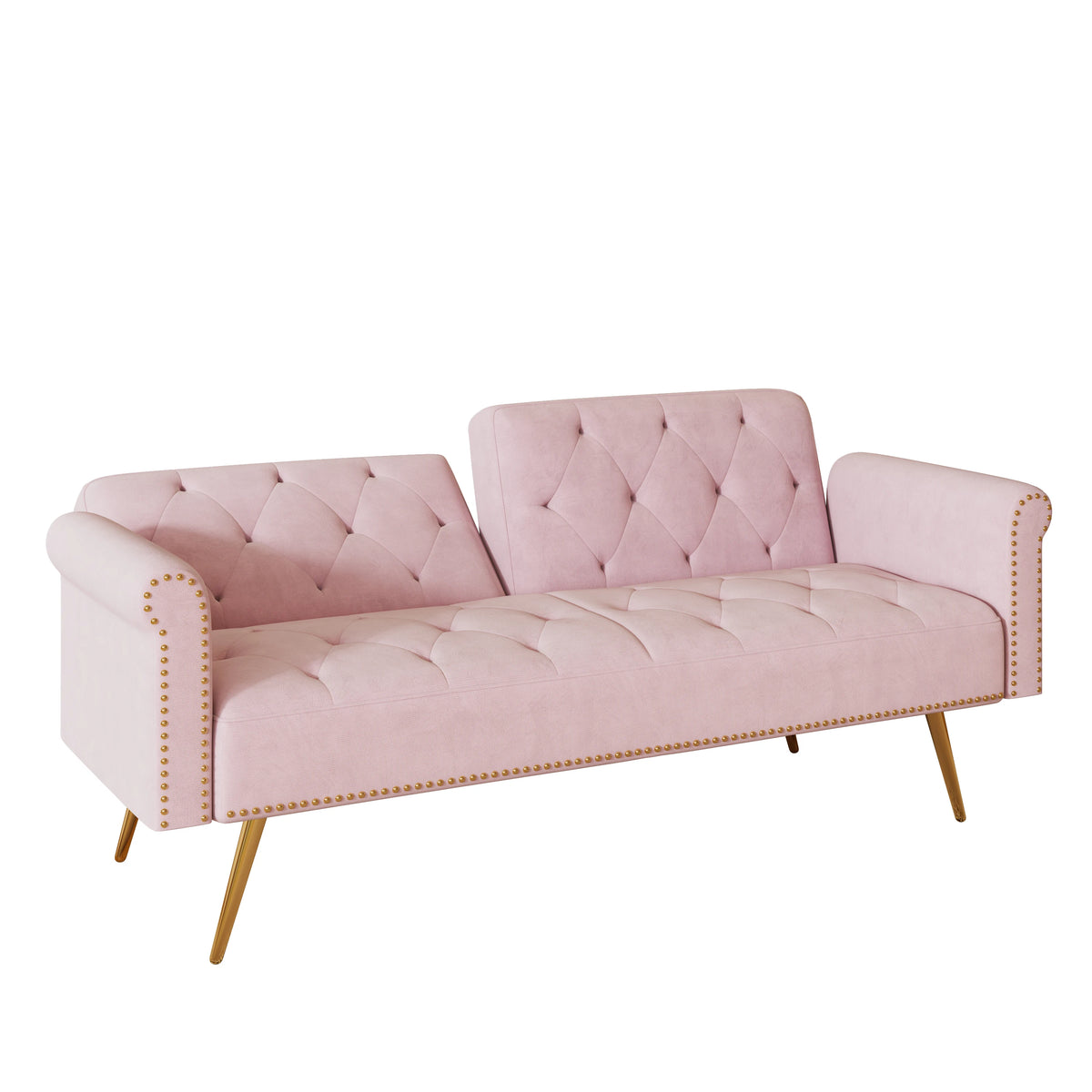 Modern Velvet Convertible Sofa Bed With Comfortable Matching Cushions