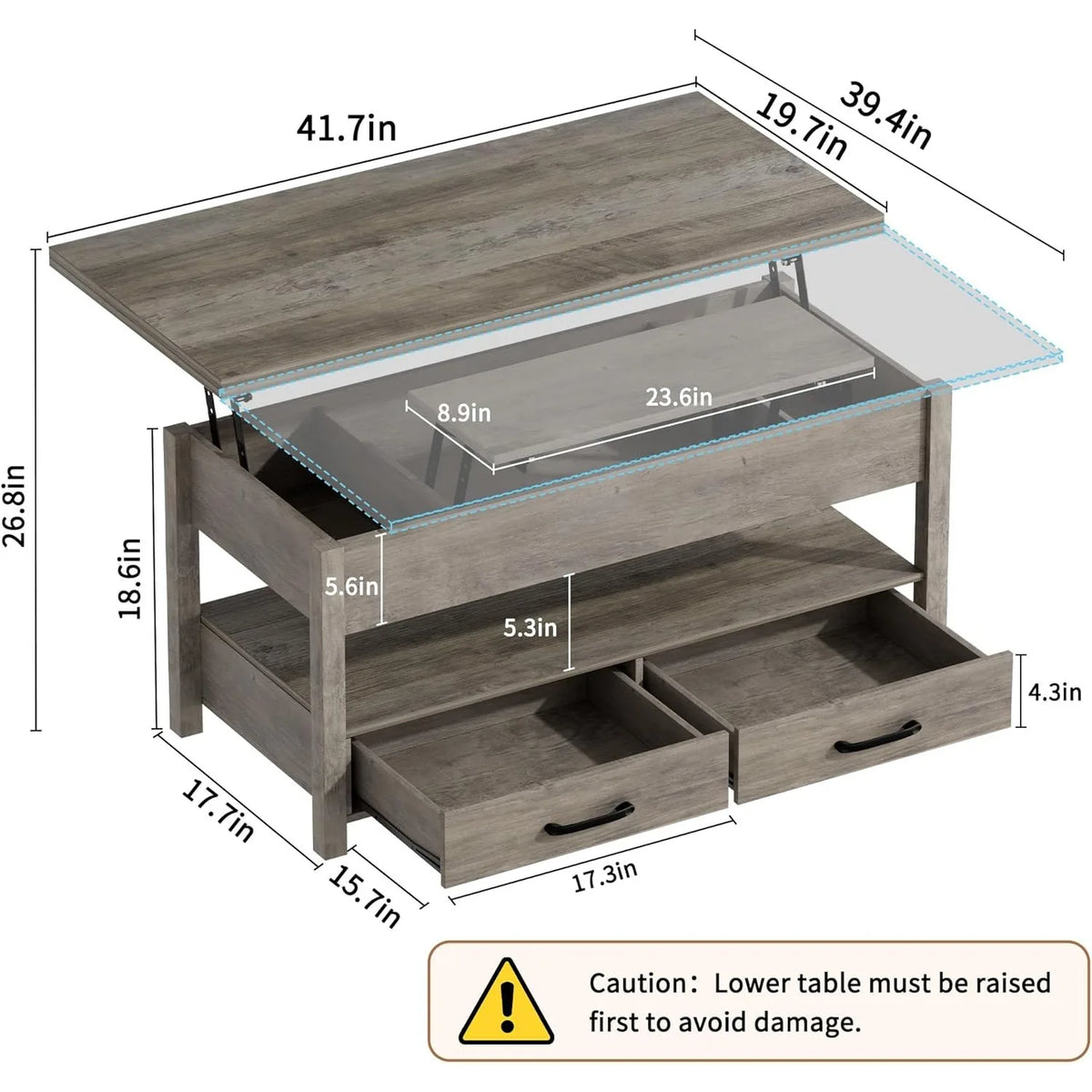 XIUWO Lift Top Coffee Table Featuring Hidden Compartments