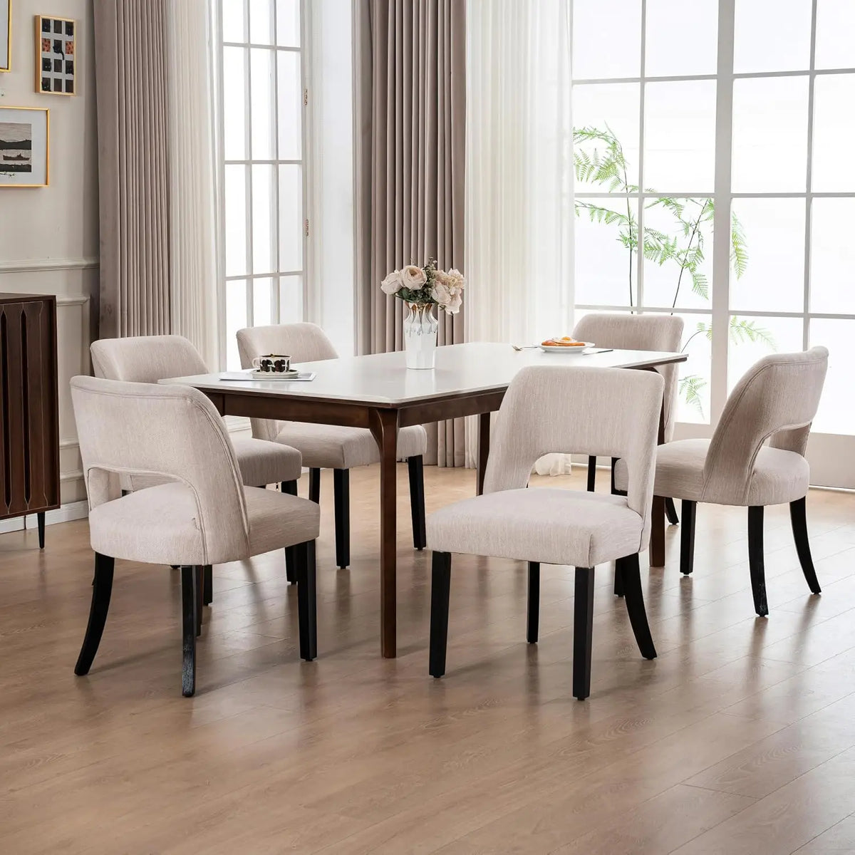 Set of 2 Fabric Upholstered Wooden Dining Chairs, Modern Farmhouse Kitchen Side Chairs, Customized