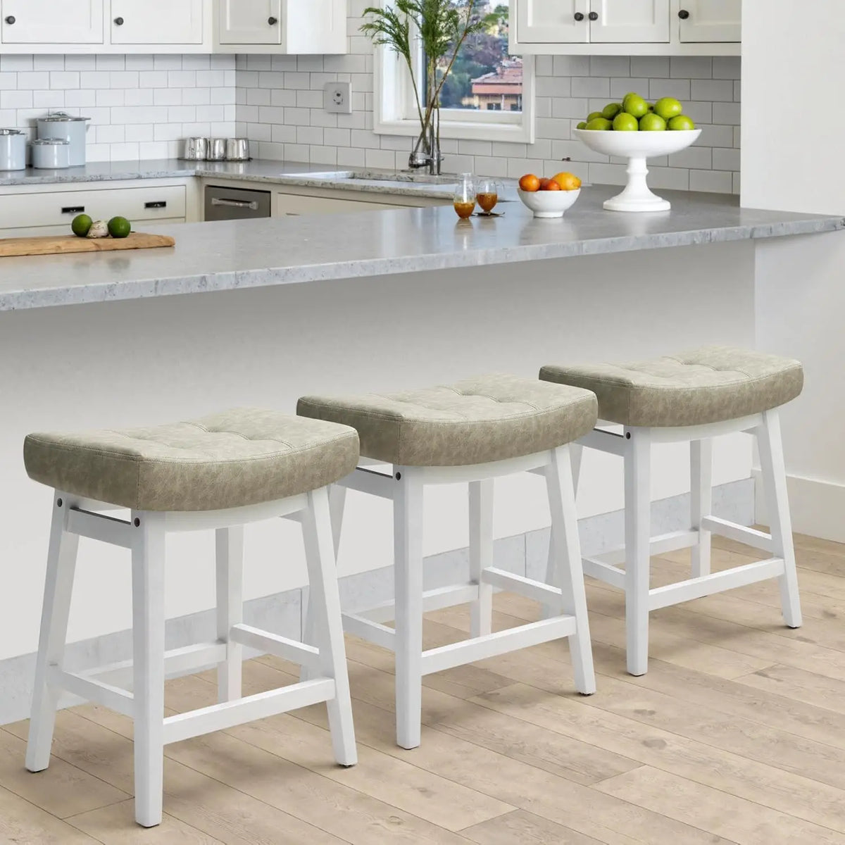 Backless Farmhouse Bar Stools for Kitchen Counter and Island Seating