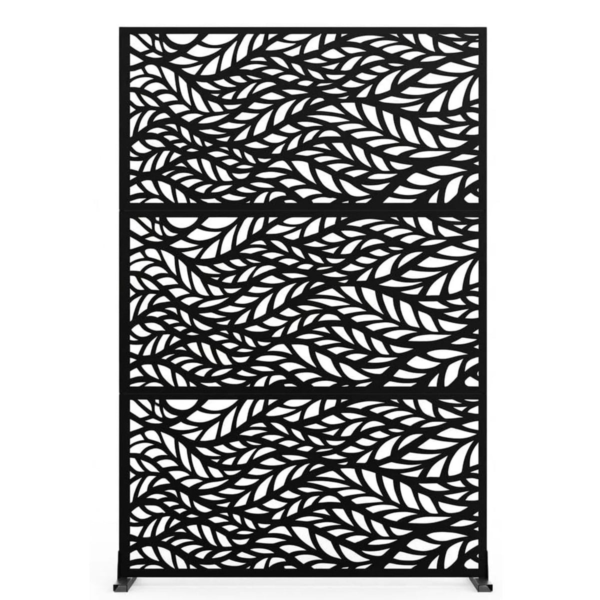 Freestanding Metal Privacy Screen Panel, 3-Panel Outdoor Decorative Divider with Stand,Weatherproof Fence for Patio Garden Deck