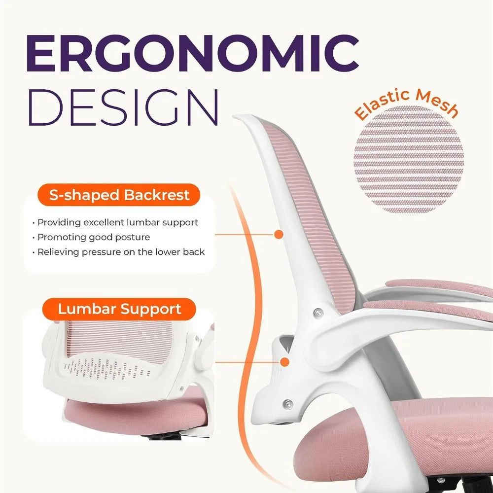 Ergonomic Desk Chair With Lumbar Support Adjustable Height Swivel Wheels