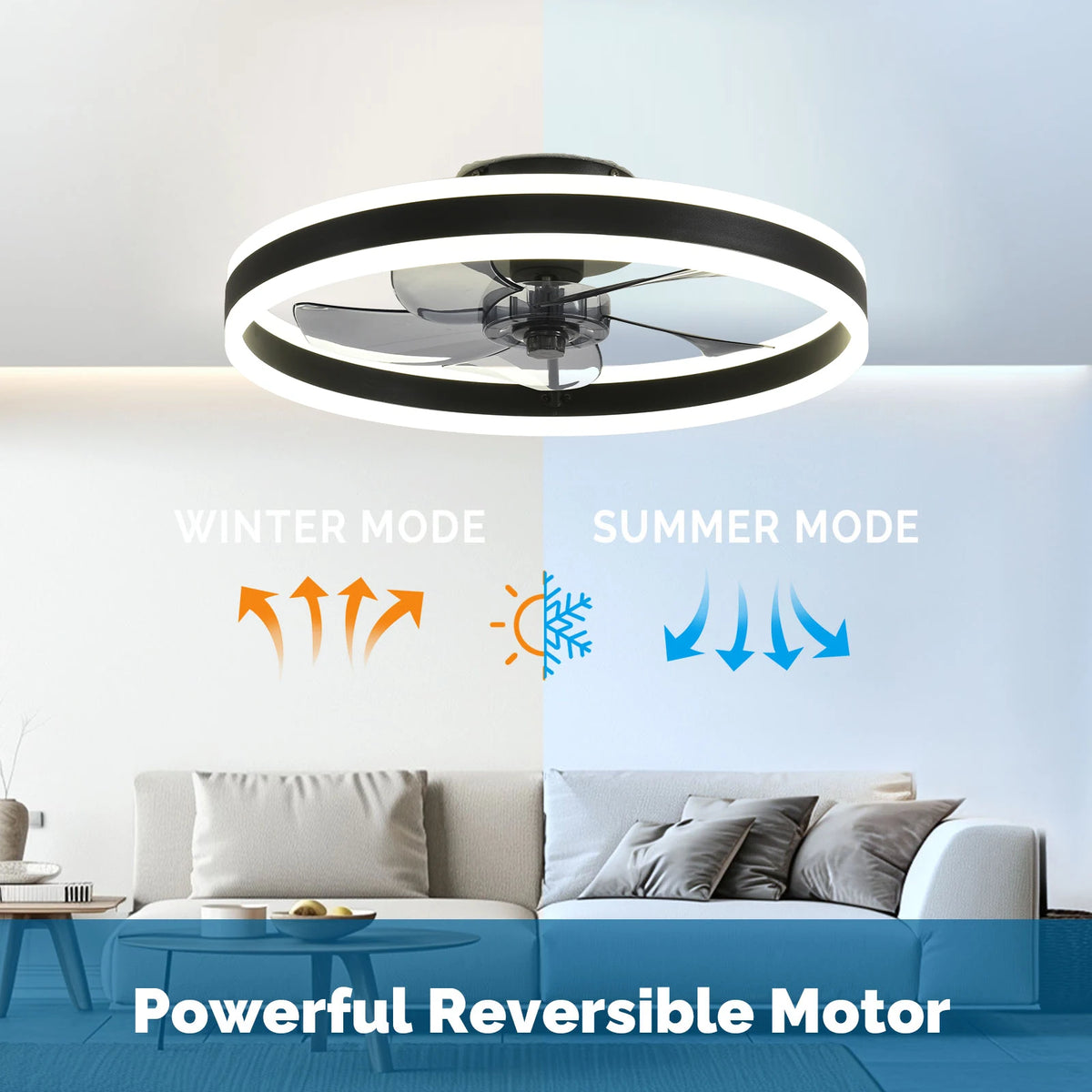 Orison Ceiling Fan With Remote Control Low Profile LED Indoor