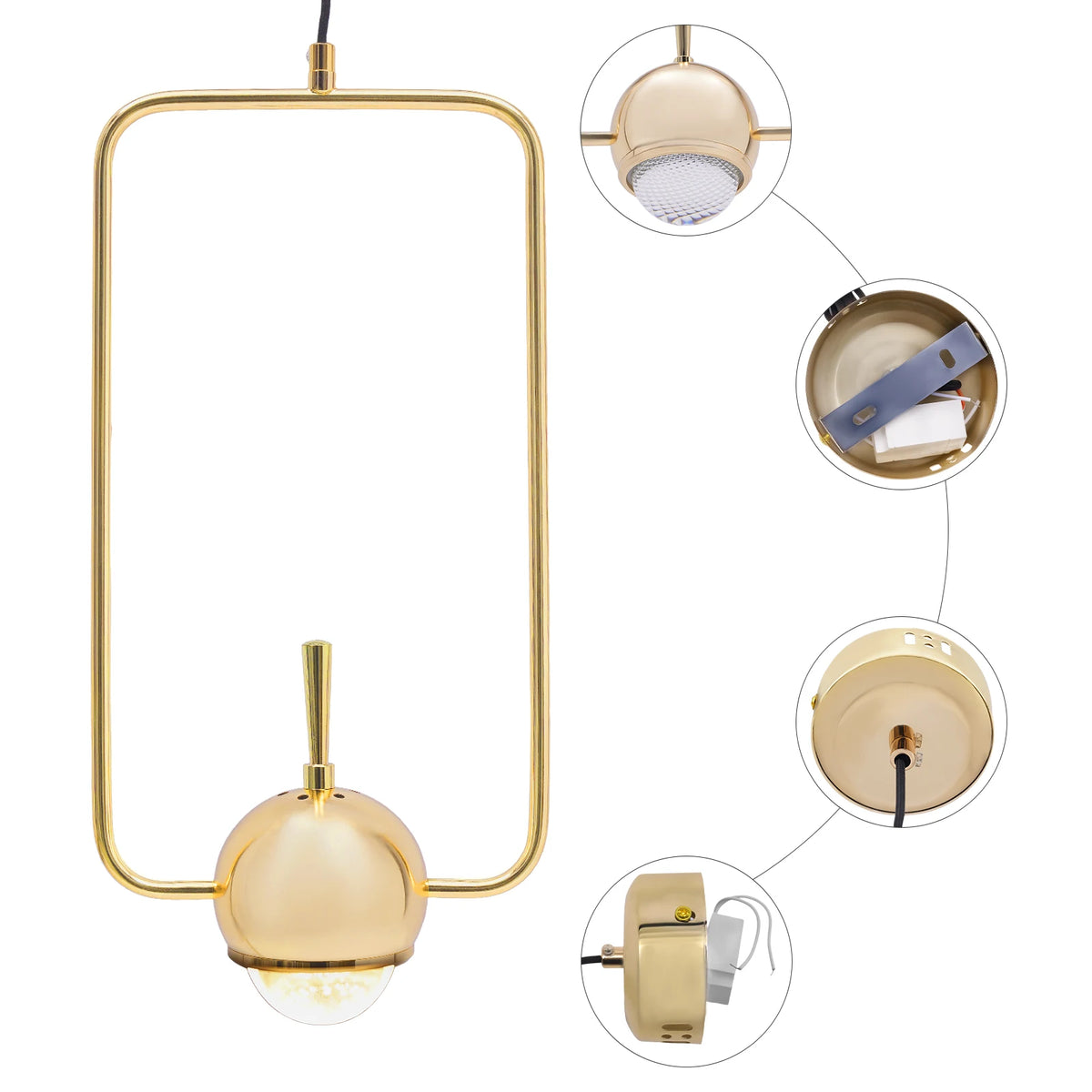 Bymaocar Rectangle Pendant Lamp Modern Ceiling Light Fixture