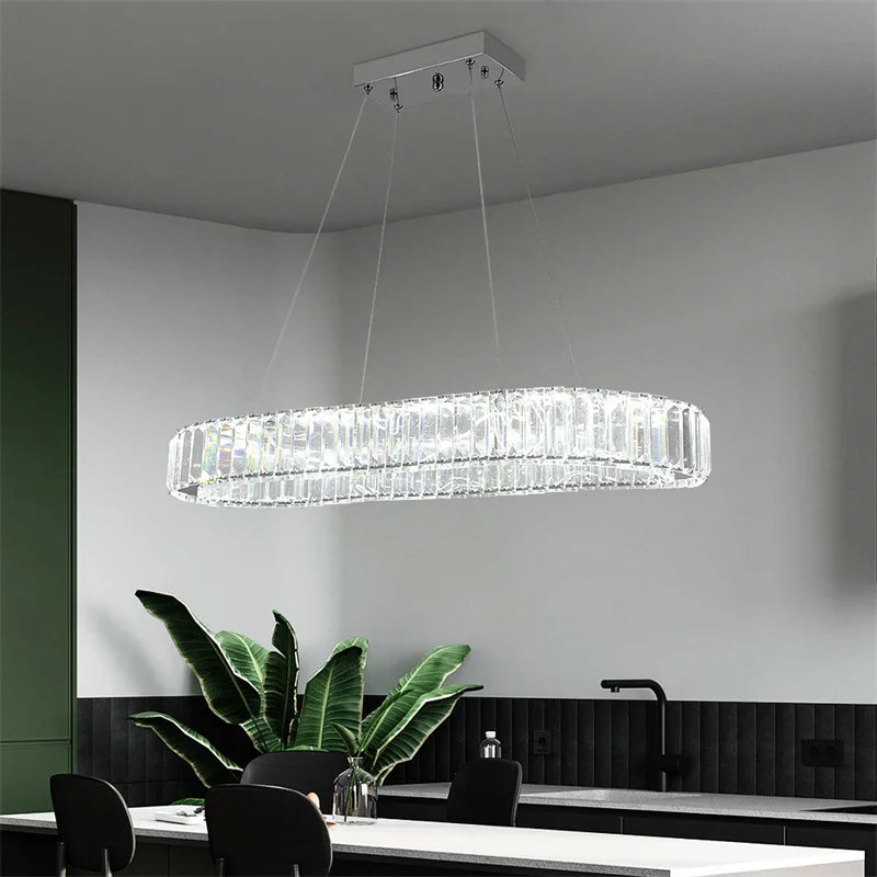 GreeLustr Modern Crystal LED Chandelier for Dining Room Decor