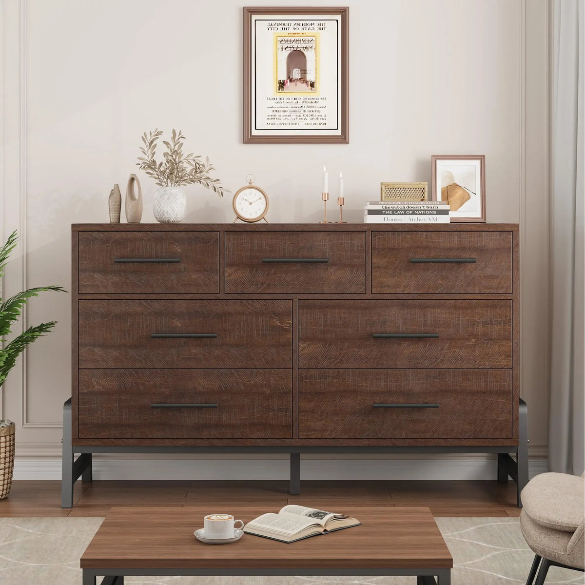 Freestanding Wooden Chest Of Drawers With Anti Tip Protection