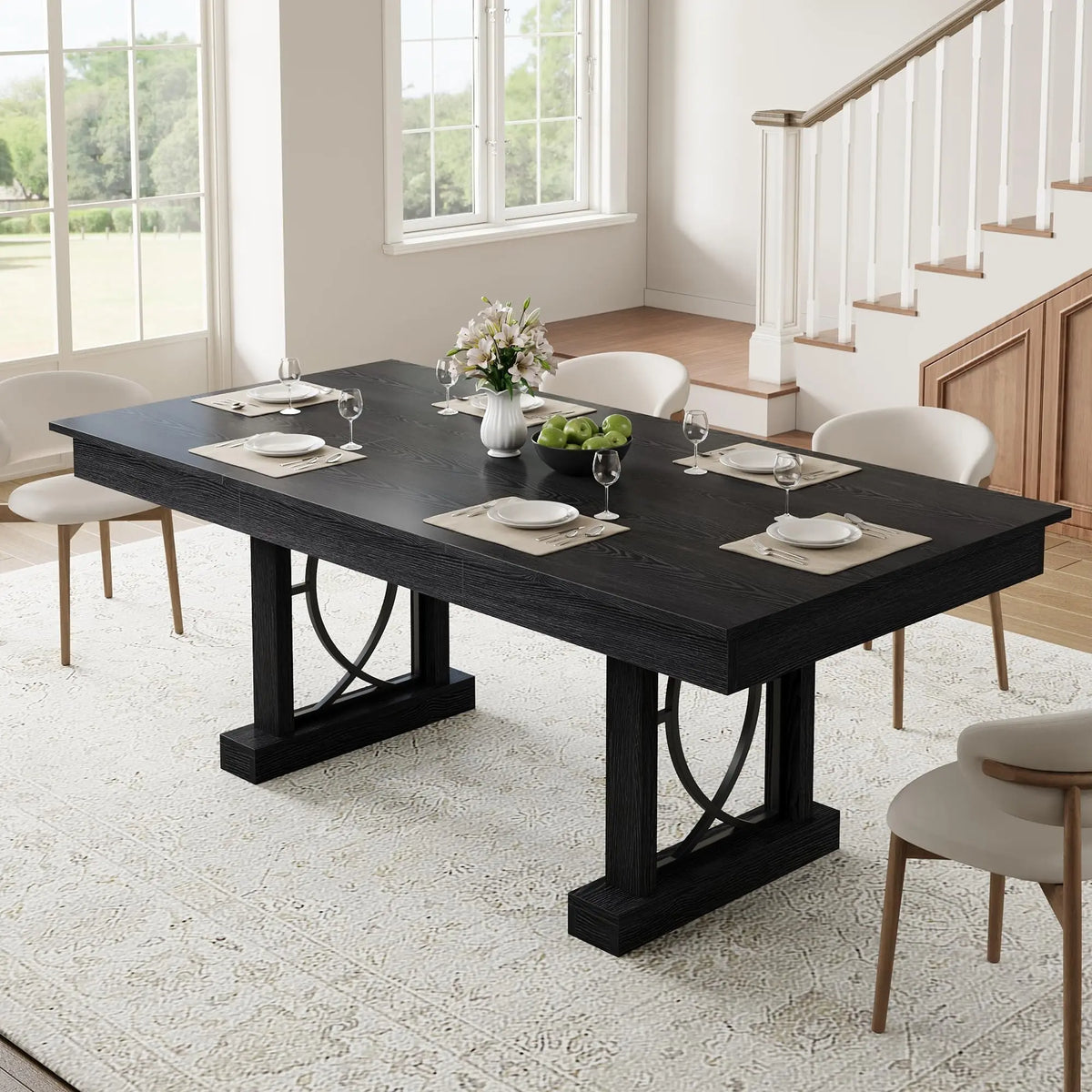 HobbyLane Rustic Wood Dining Table With Storage Drawers