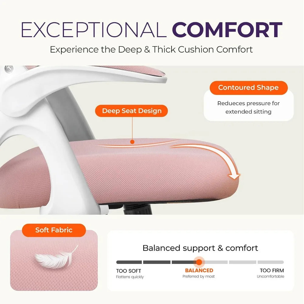 Ergonomic Desk Chair With Lumbar Support Adjustable Height Swivel Wheels