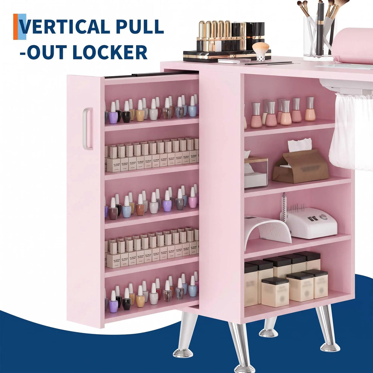 HiMISS Nail Technician Desk With Dust Collector And Storage Furniture