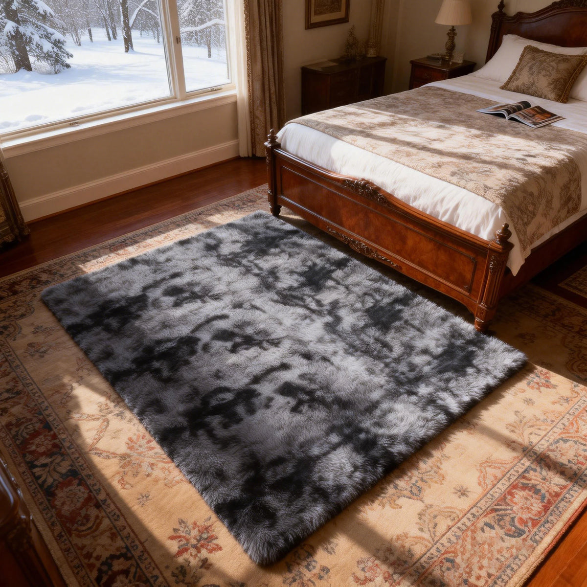 6x9 Ft Large Shag Rugs for Living Room Decor, Tie-Dyed Ultra Soft Fluffy Furry Area Rugs for Bedroom Indoor Floor, Aesthetic rug