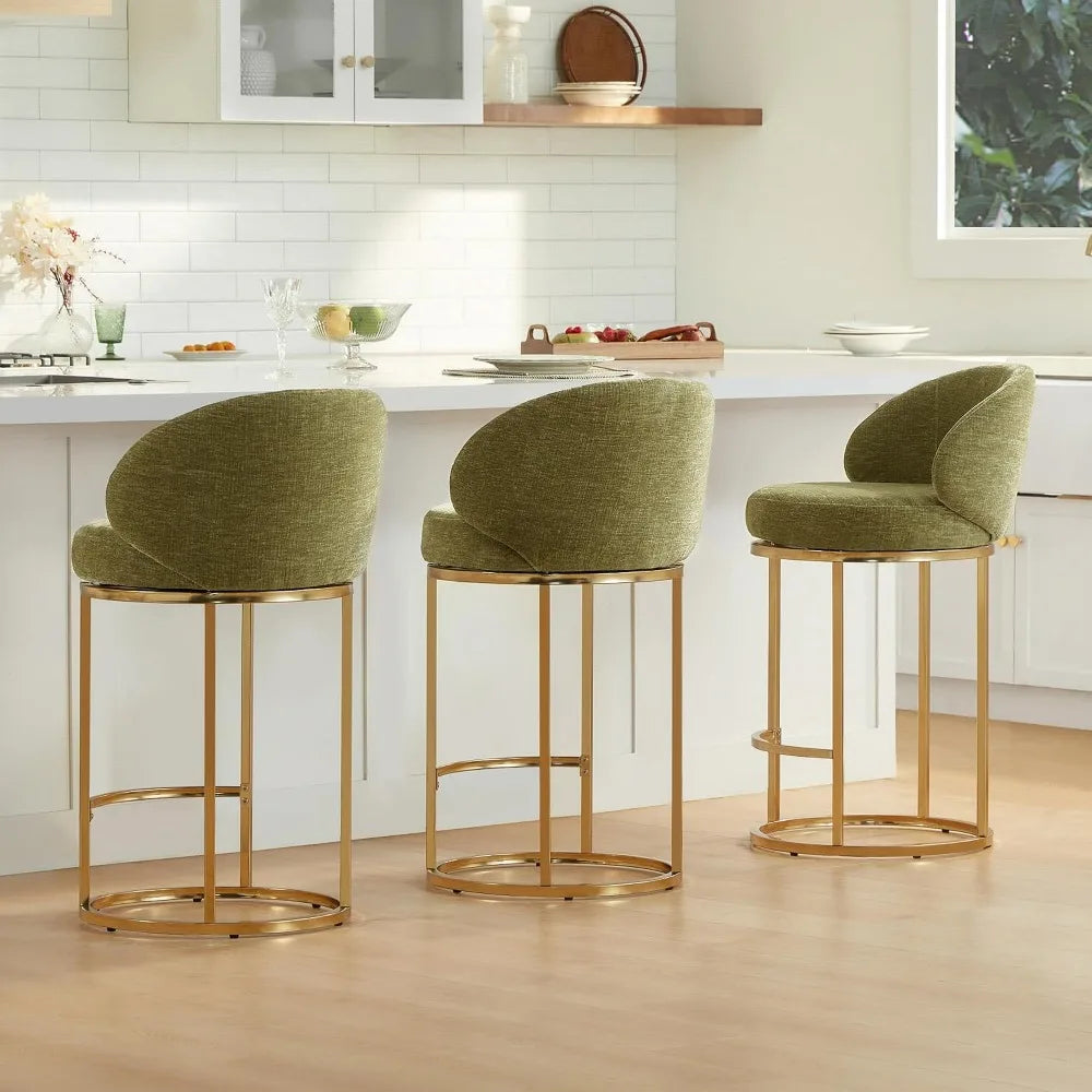 Swivel Bar Stools Set of 2 With Upholstered Backrests