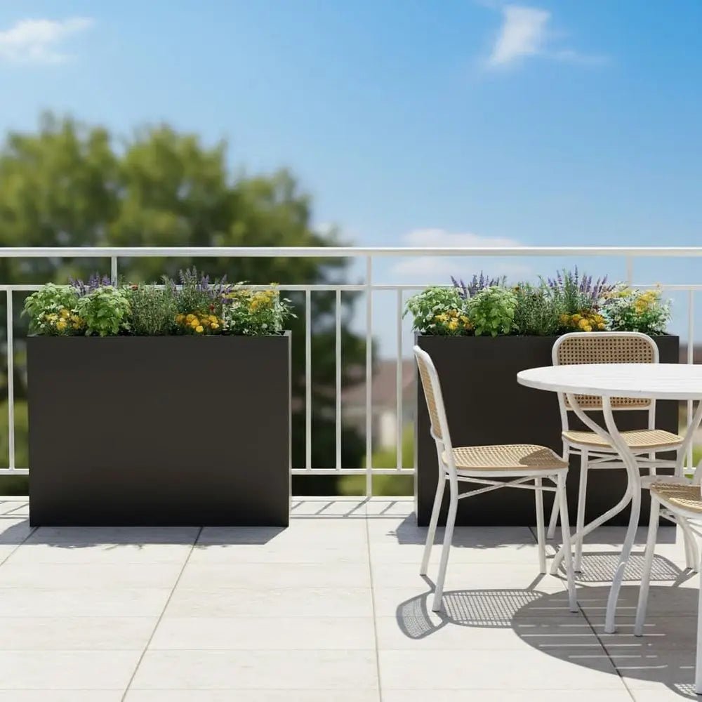 Outdoor Metal Planter With Drainage And Removable Shelf