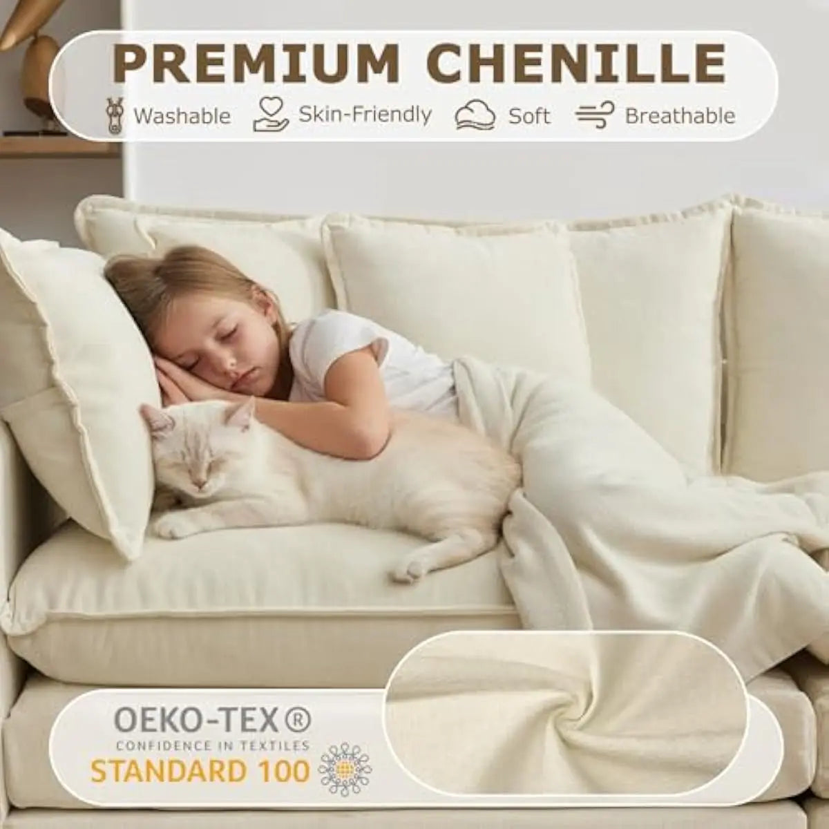 Modern L Shaped Modular Sectional Sofa With Washable Chenille Covers