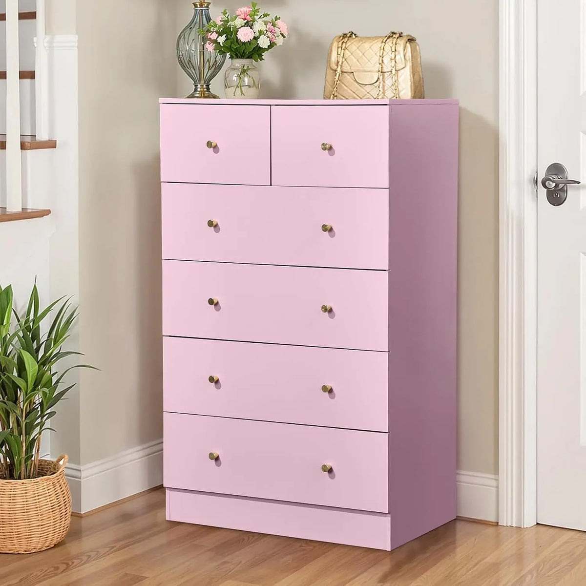 Modern Wood Dresser With AntiTipping Design And Handles