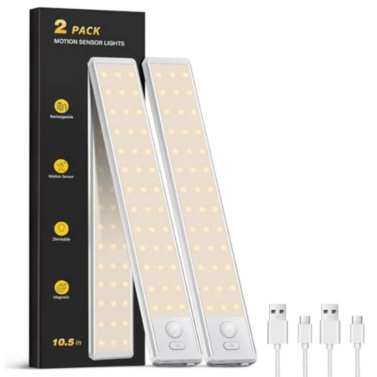 Under Cabinet Lighting - 10.5" Motion Sensor Light Indoor, Magnetic Wireless Closet Lights, Dimmable Led Night Light, Rechargea