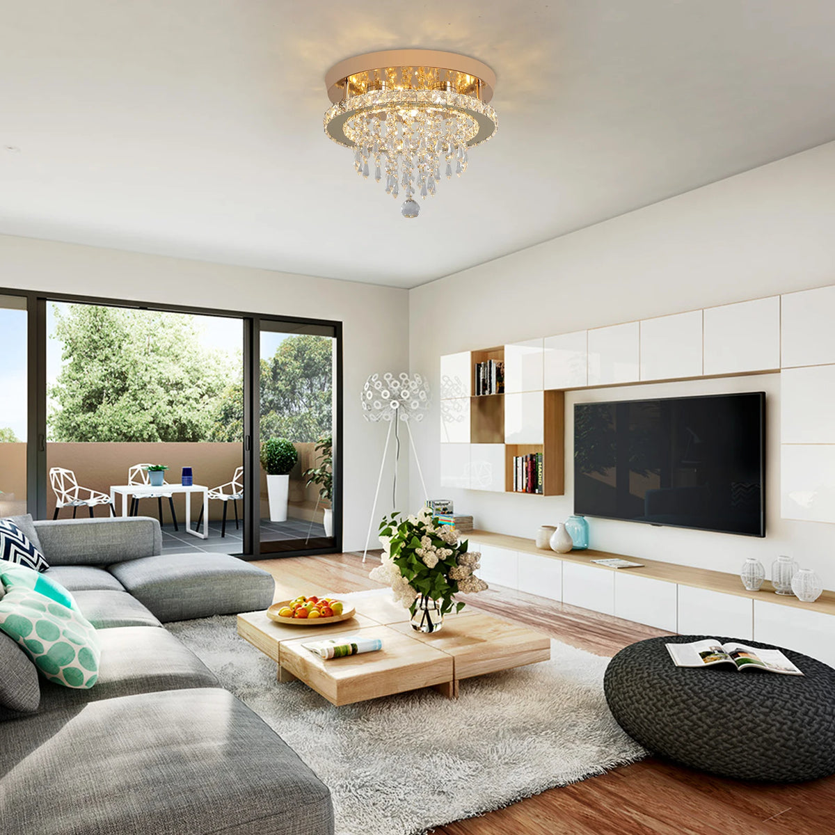 GreeLustr Modern Crystal Chandelier Led Ceiling Light