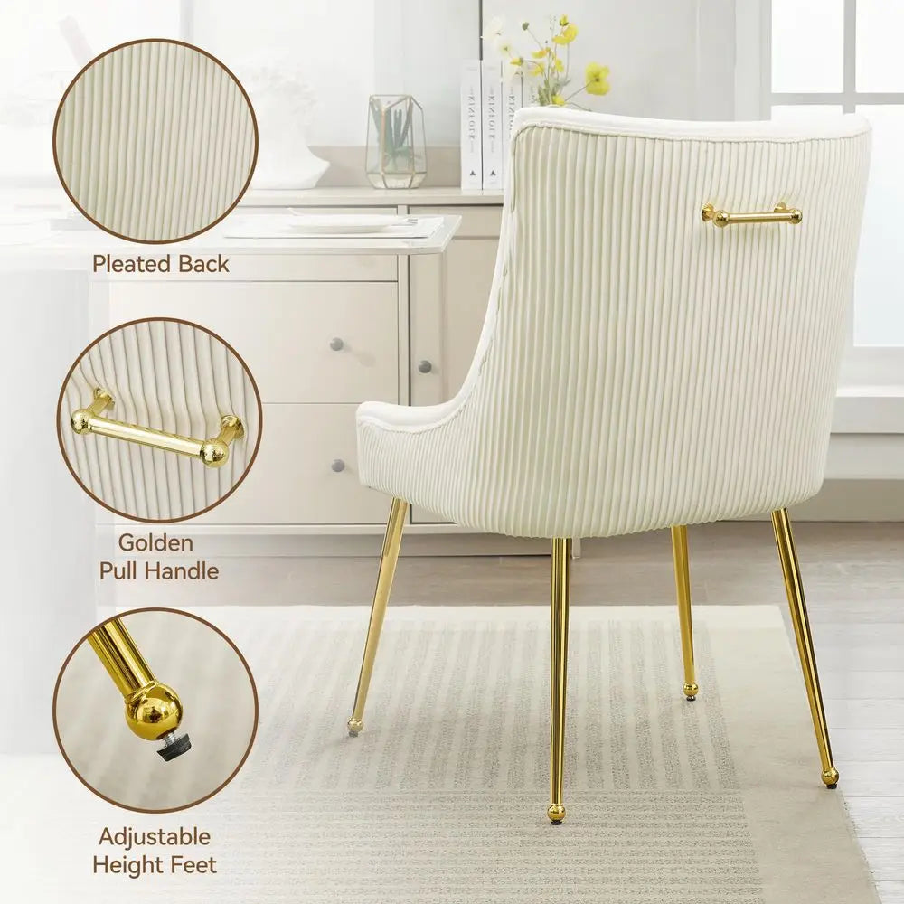 XMSJ Velvet Dining Chairs With Pleated Back And Upholstered Seats