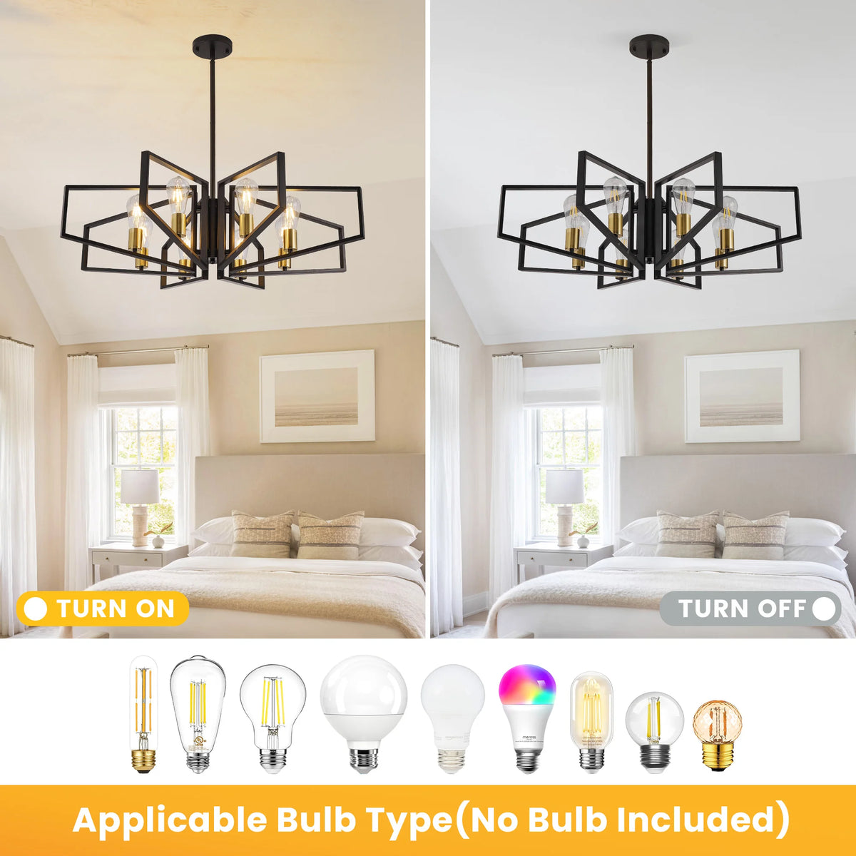Modern 8-Light Geometric Pendant Chandelier With Adjustable Height