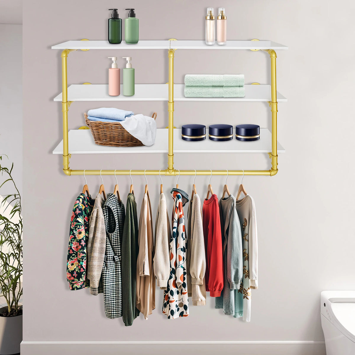 Bymaocar Three Tier Wall Mount Clothes Rack With 100 Lb Load Capacity
