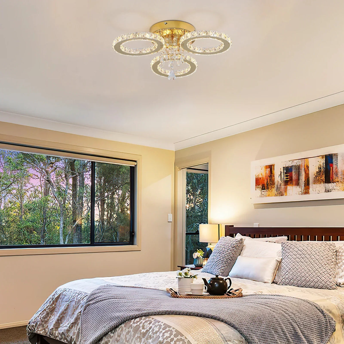 VETRULUS Modern LED Ceiling Light Crystal Chandelier For Living Room