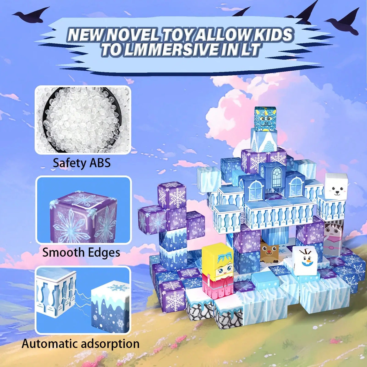 Magnetic Blocks Set Castle Build STEM Toy For Kids