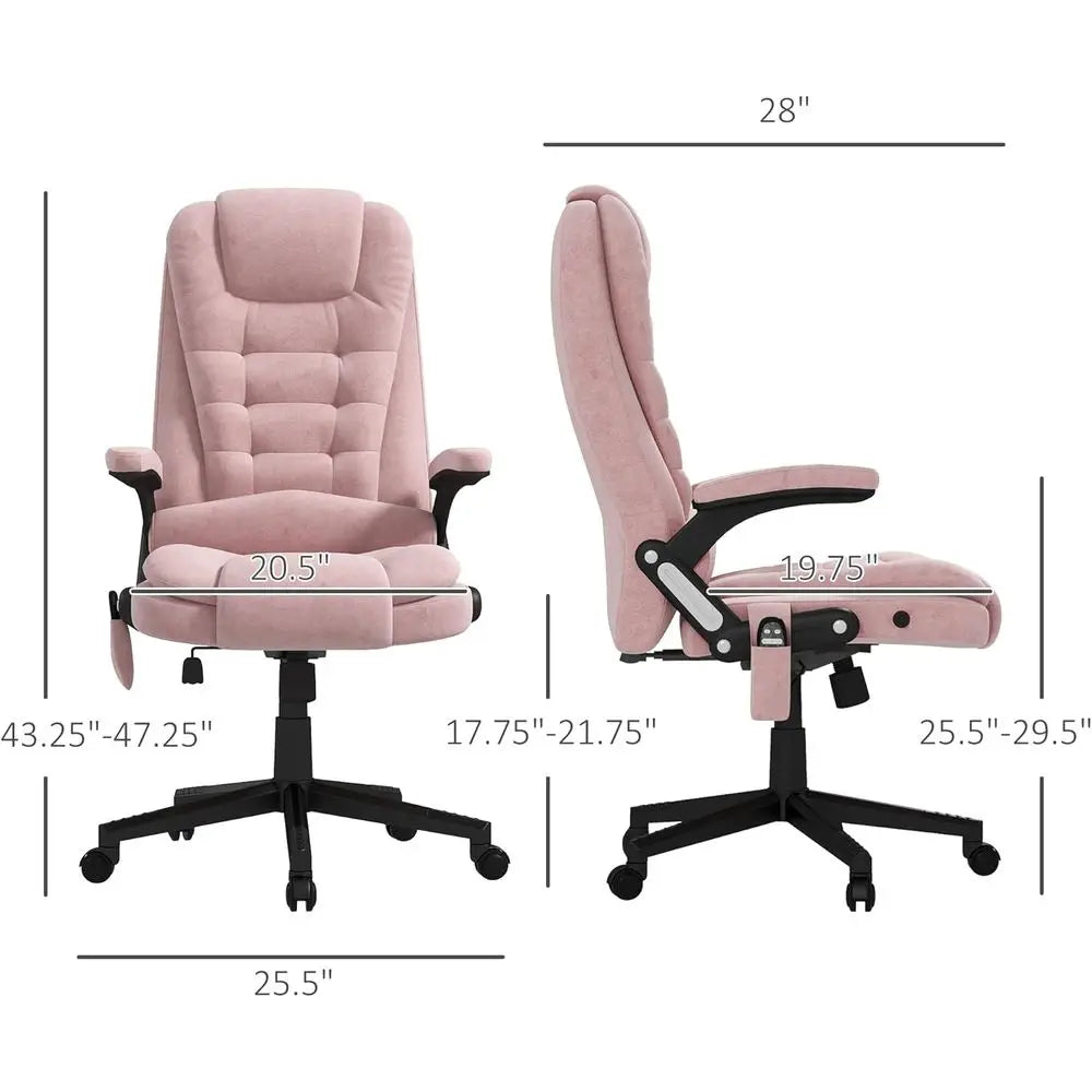 Executive Oice Chair with 6 Points Vibration Massage and Heated Lumbar Support, Velvet High Back Computer Chair with Reclining B