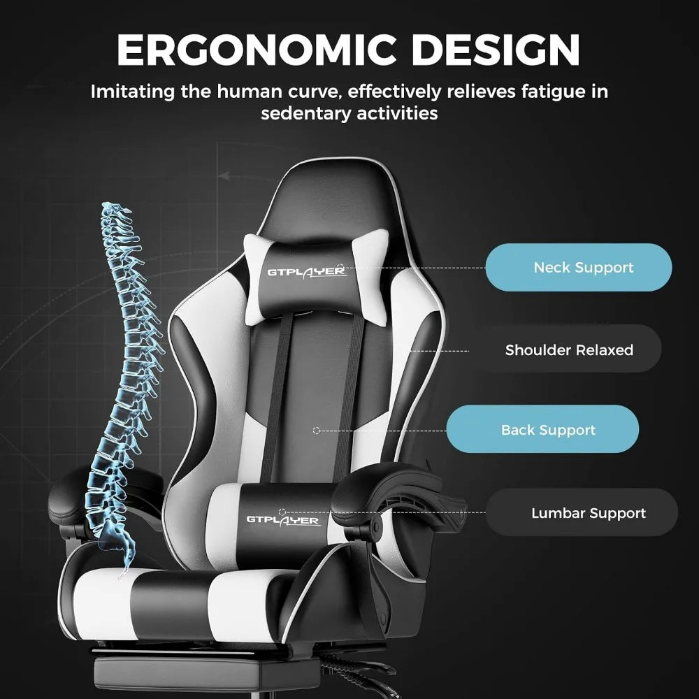 Ergonomic Gaming Chair With Footrest And Lumbar Support