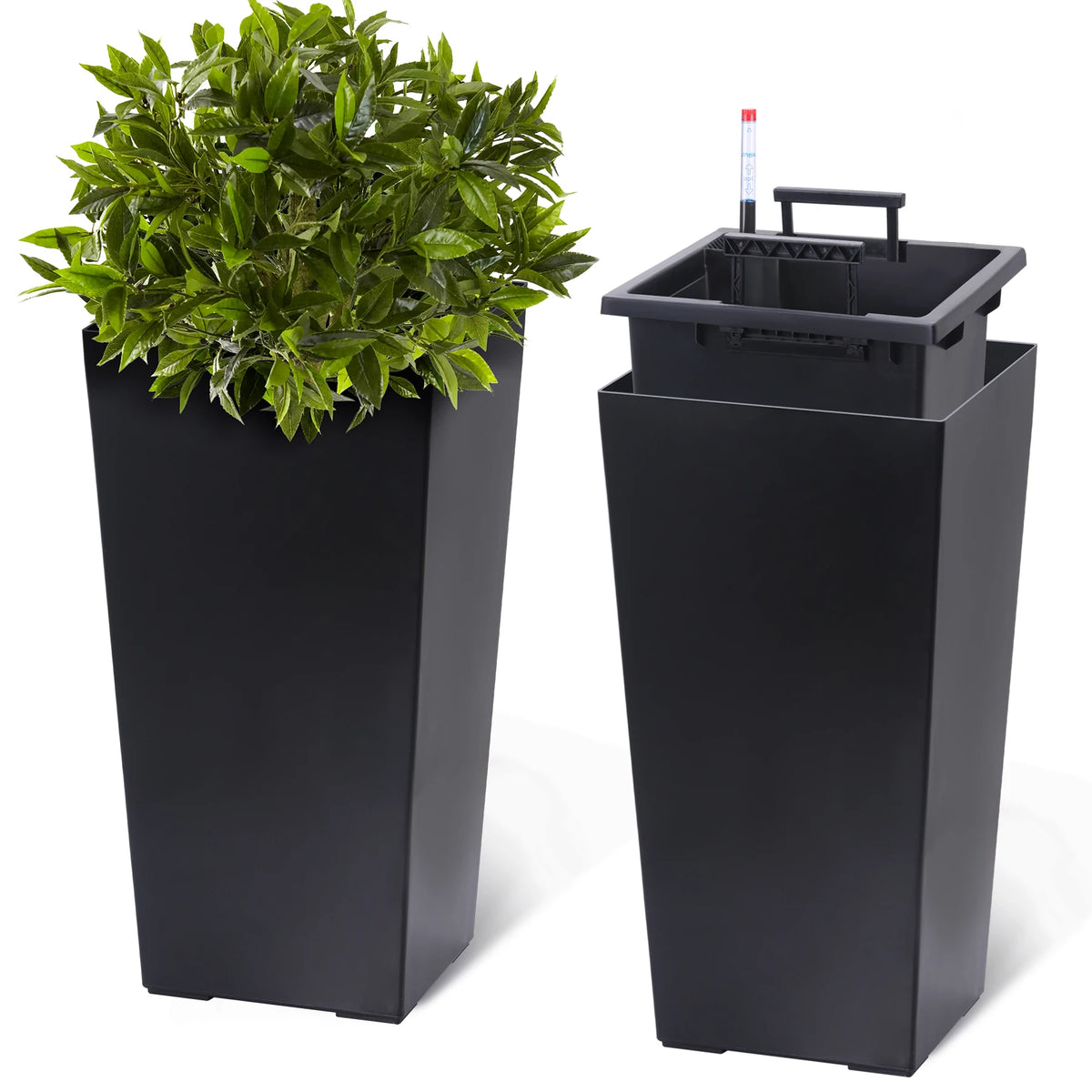 HiMISS Tall Self-Watering Planters Set for Indoor Outdoor Use