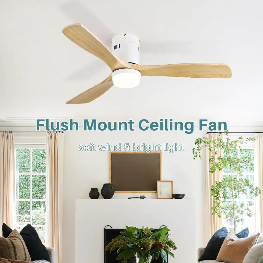 Modern Flush Mount Ceiling Fan With Lights And Remote Control