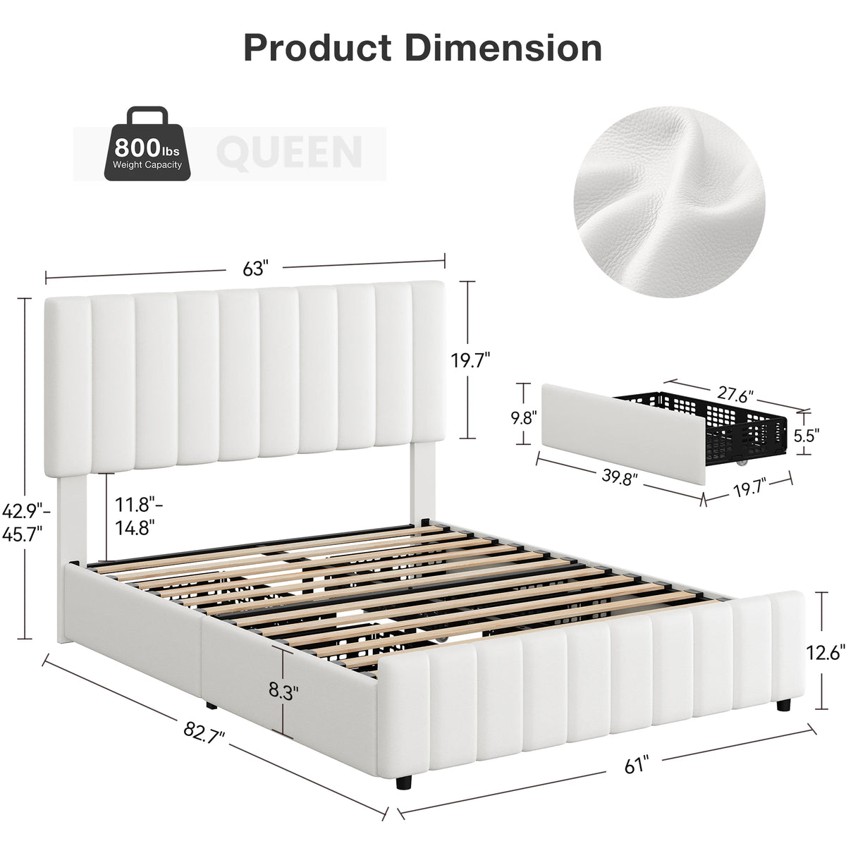 GAOMON Upholstered Platform Bed With Storage Drawers And Adjustable Headboard