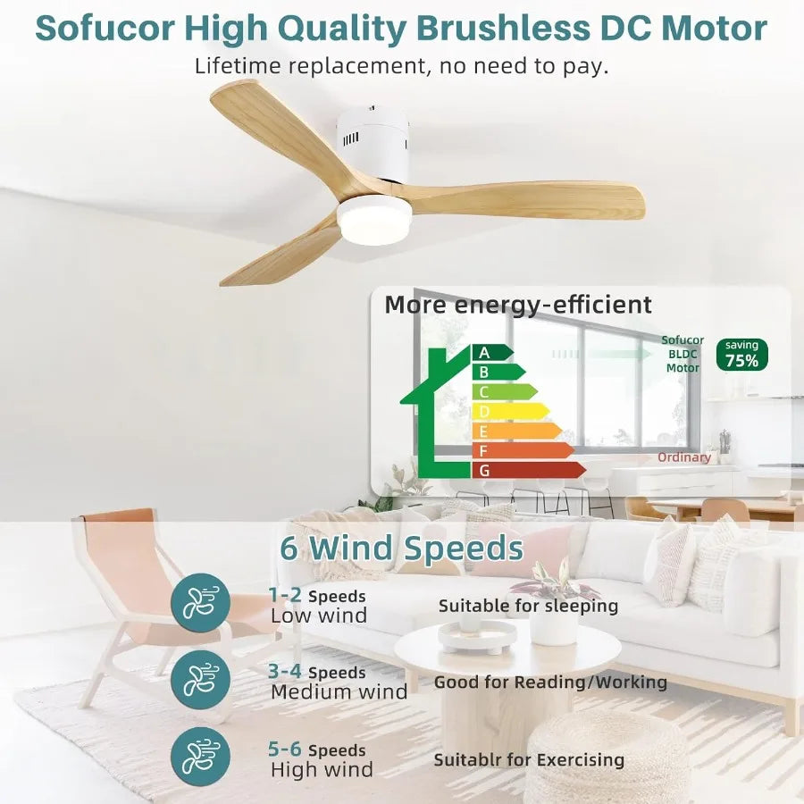 Modern Flush Mount Ceiling Fan With Lights And Remote Control
