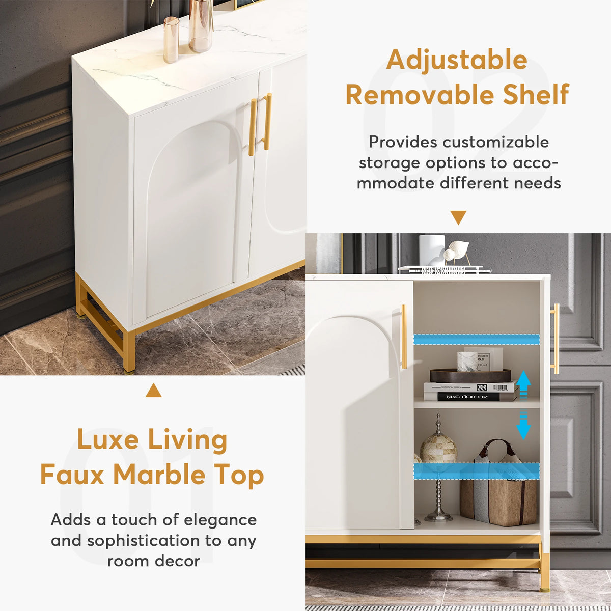 Tribesigns Modern Four Door Buffet Cabinet With Adjustable Shelves