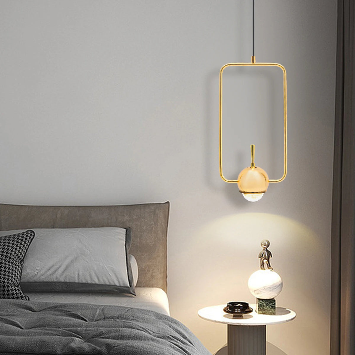 Bymaocar Rectangle Pendant Lamp Modern Ceiling Light Fixture