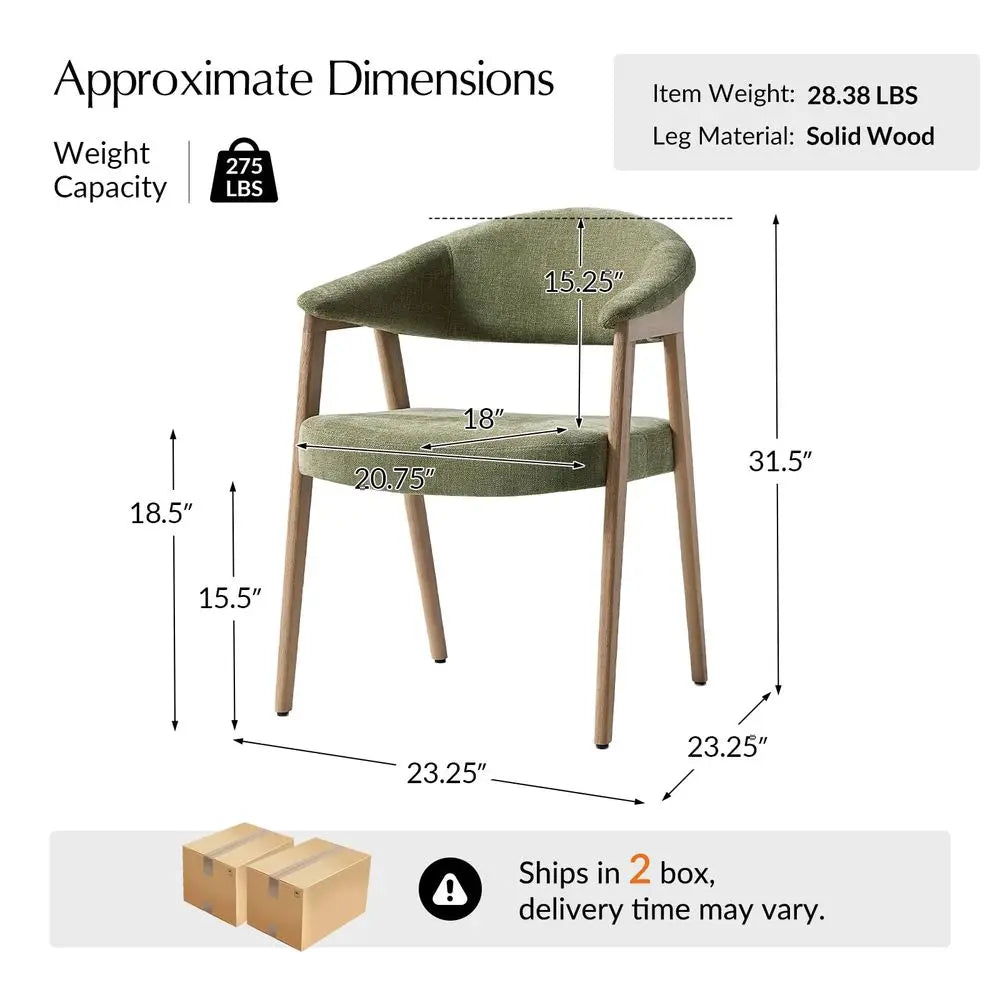XMSJ Mid Century Modern Wooden Upholstered Dining Chairs With Arms