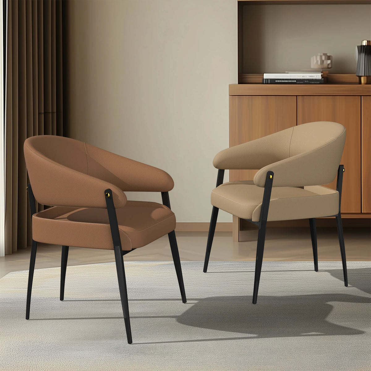 Modern Luxury Kitchen Dining Chairs Set Microfiber Leather Upholstered Finish