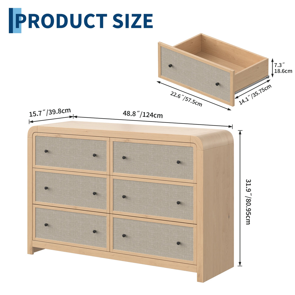 GAOMON Modern Farmhouse Dresser with Deep Drawers and TV Stand