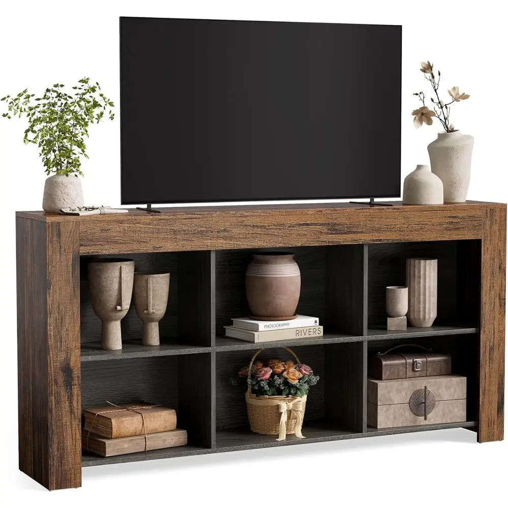 Modern TV Stand with Storage Shelves and Media Console for Living Room