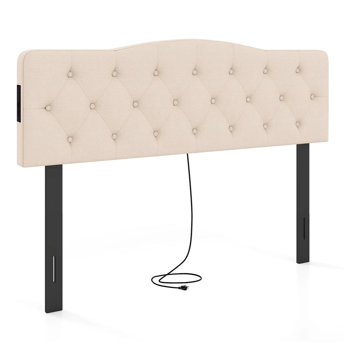 HOMASIS Tufted Upholstered Headboard With Two AC Outlets