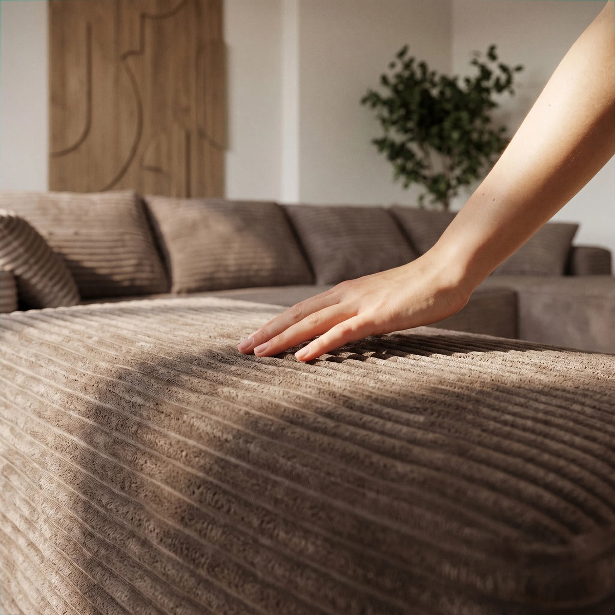 U-Shaped Corduroy Sectional Sofa With Deep Seat Cloud Comfort