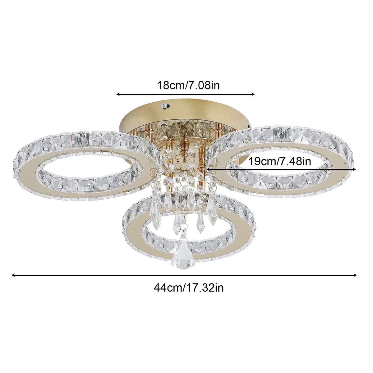 VETRULUS Modern LED Ceiling Light Crystal Chandelier For Living Room