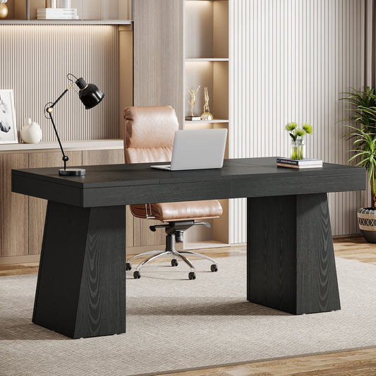 Tribesigns 55-Inch Executive Desk Double Pedestal Modern Wood Office Desk