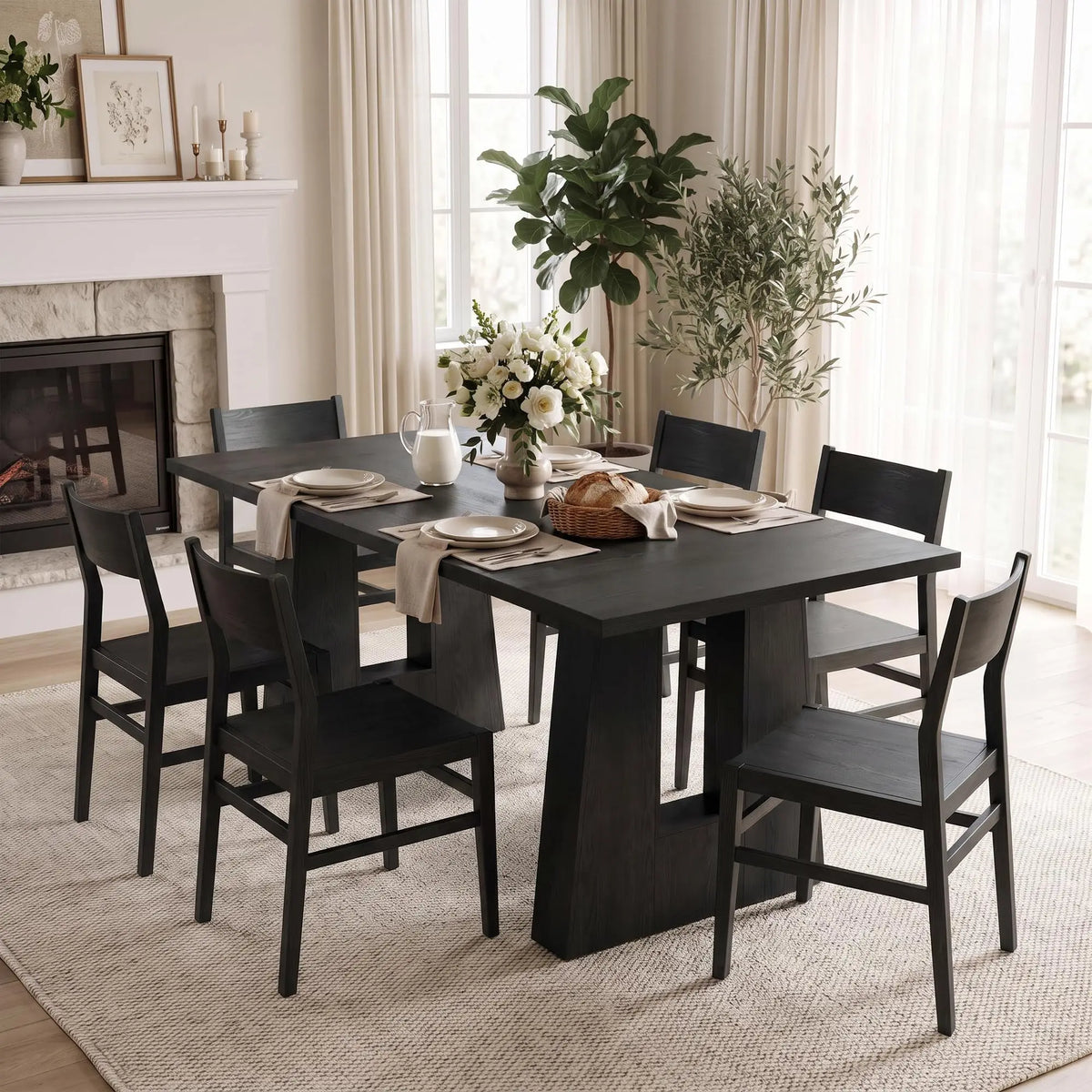 Modern Wooden Dining Table With Heavy Duty Legs For Home