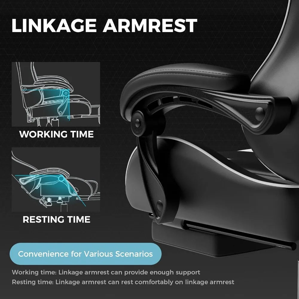 Ergonomic Gaming Chair With Footrest And Lumbar Support